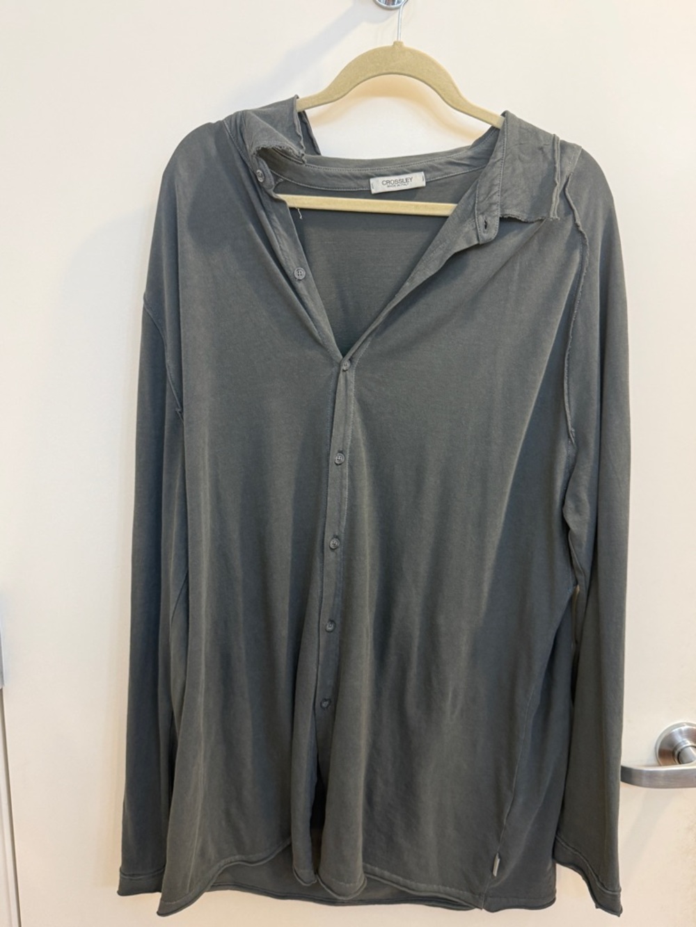 Crossley Gray Crewneck Top with White Label